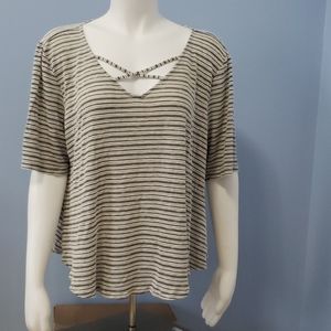 Maurices Striped Criss Cross Neck Tee